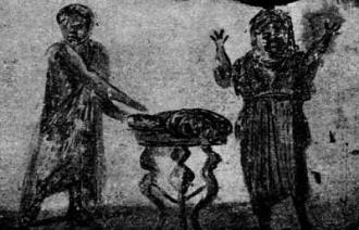 La « Fractio panis » Comunione eucaristica - II secolo, catacomba di Priscilla